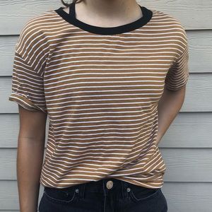 Tan/caramel and white striped tee